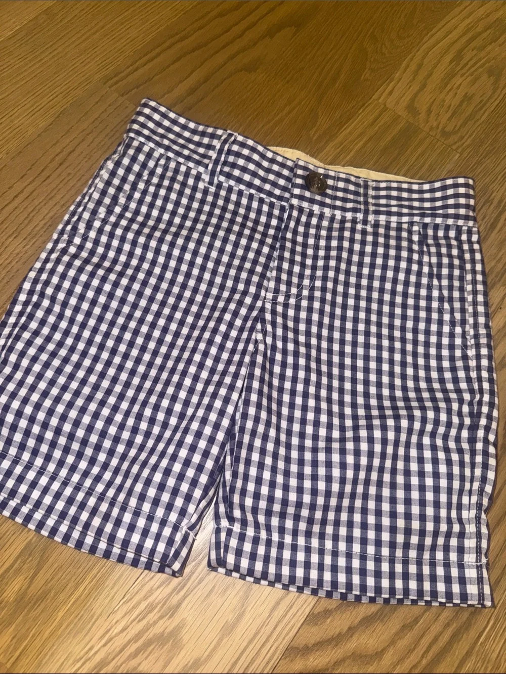 The Beaufort Bonnet Company Navy and White Gingham Kids Shorts